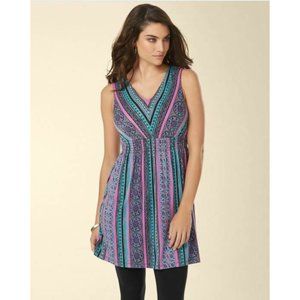 Soma Sleeveless Smocked Empire Waist Tunic Cultured Stripe Size Medium